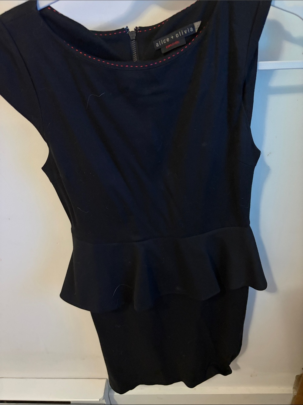 Alice + Olivia Navy Black Peplum Sheath Dress
